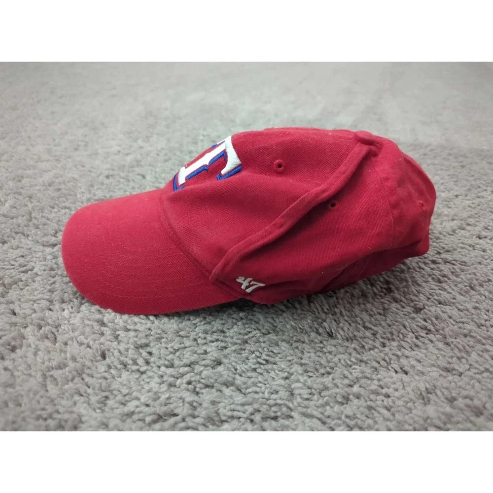 Texas Rangers Baseball Hat Cap Mens Youth MLB '47 Red Adjustable Made‎ in Macau